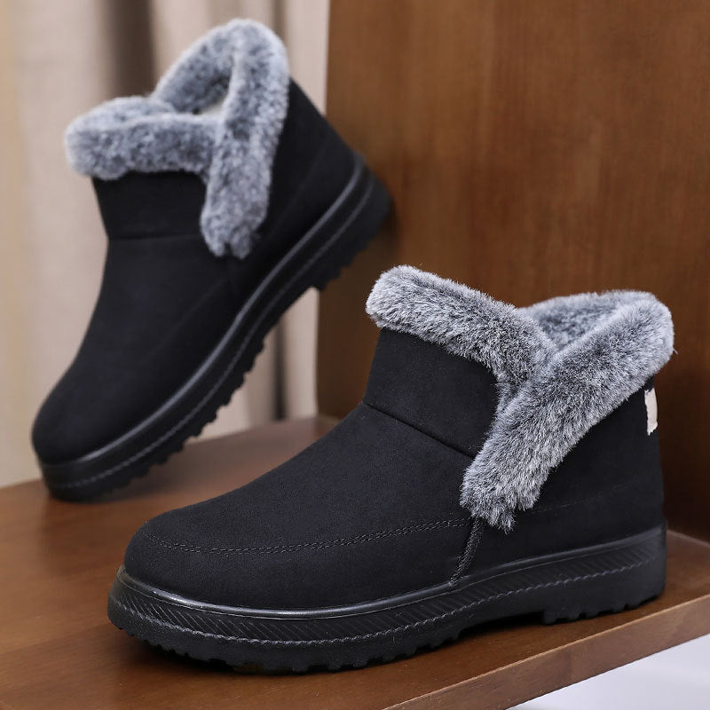 Bottes d'hiver pour femme grande taille en coton, doublées en polaire et épaissies, pour les loisirs en extérieur, bottes de neige mi-mollet, chaussur - éclat féminin