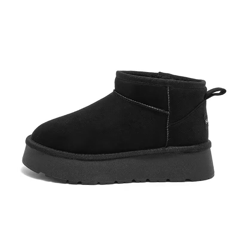 Chaussures épaisses en velours imperméable, avec semelle éponge et tige courte, rehaussant la taille et doublées de coton. - éclat féminin