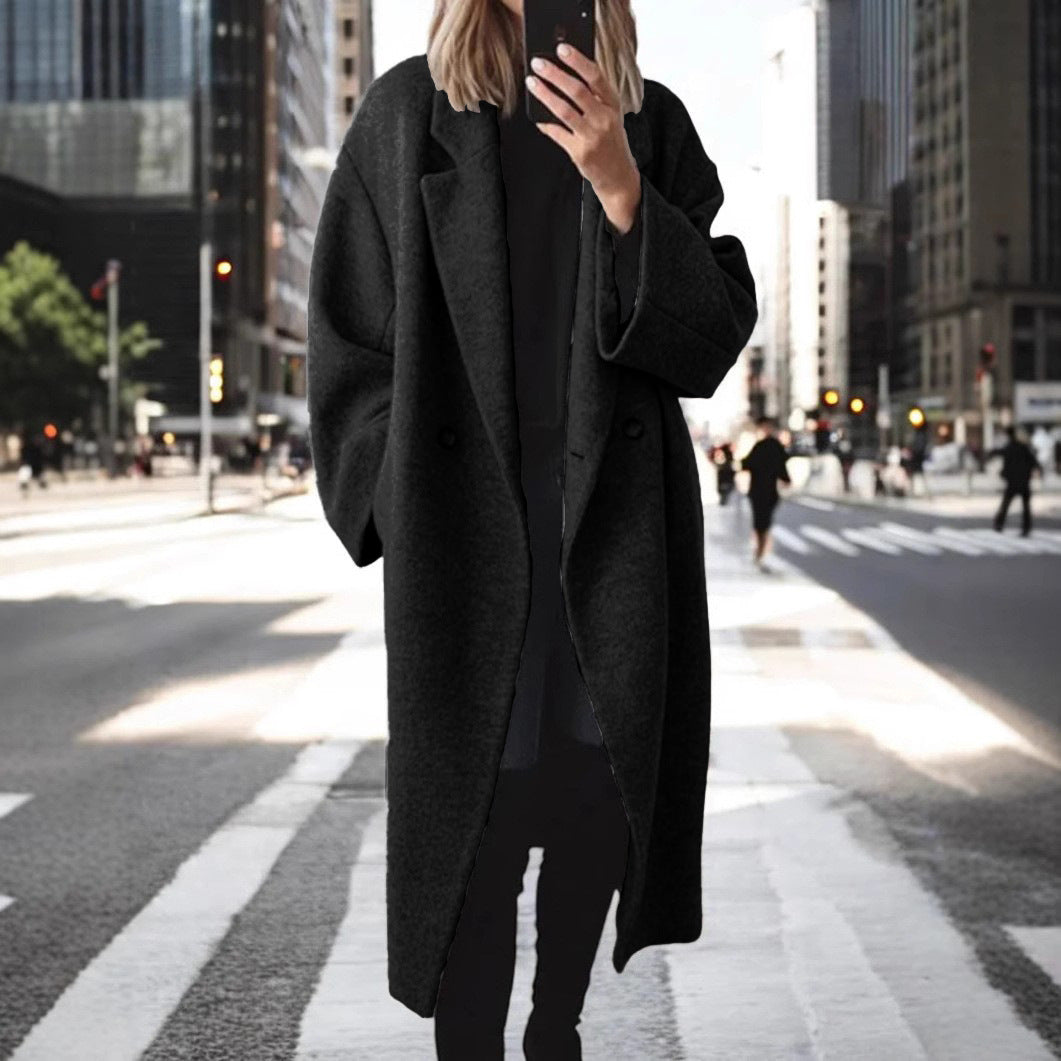 Manteau long femme en laine mélangée – Élégance et confort au quotidien - éclat féminin