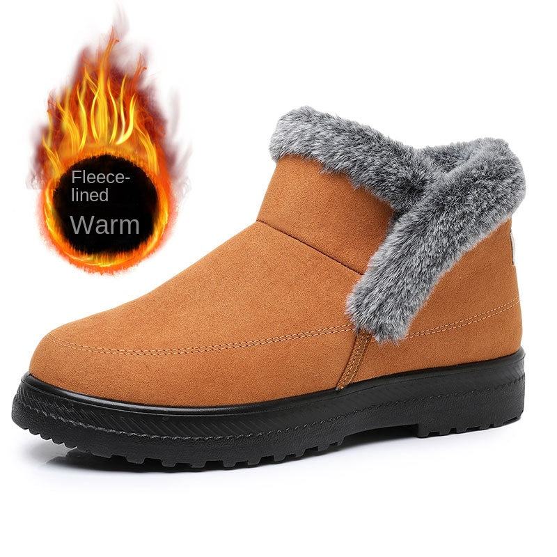 Bottes d'hiver pour femme grande taille en coton, doublées en polaire et épaissies, pour les loisirs en extérieur, bottes de neige mi-mollet, chaussur - éclat féminin