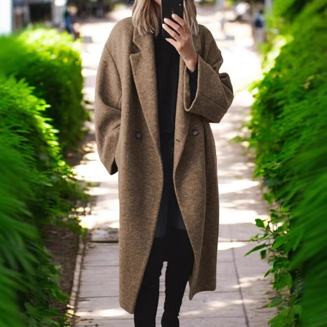 Manteau long femme en laine mélangée – Élégance et confort au quotidien - éclat féminin