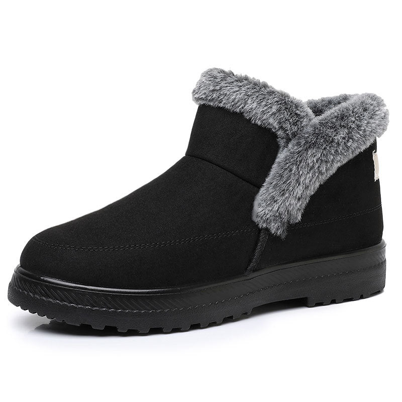 Bottes d'hiver pour femme grande taille en coton, doublées en polaire et épaissies, pour les loisirs en extérieur, bottes de neige mi-mollet, chaussur - éclat féminin