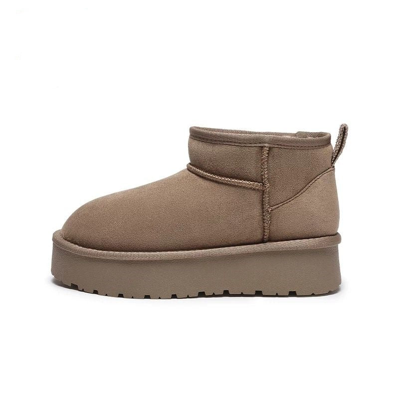 Chaussures épaisses en velours imperméable, avec semelle éponge et tige courte, rehaussant la taille et doublées de coton. - éclat féminin
