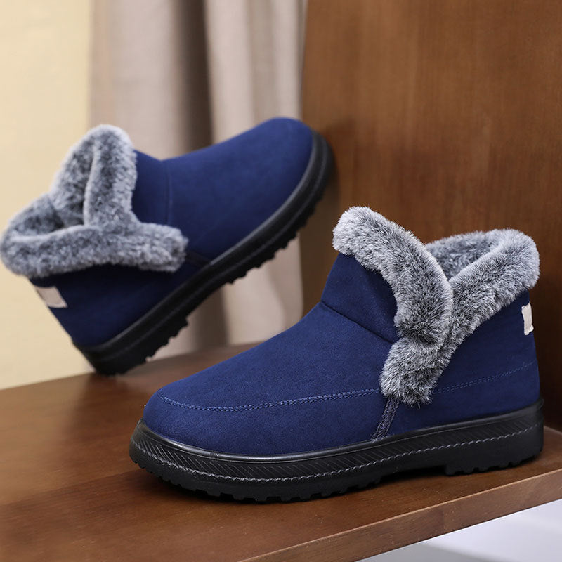 Bottes d'hiver pour femme grande taille en coton, doublées en polaire et épaissies, pour les loisirs en extérieur, bottes de neige mi-mollet, chaussur - éclat féminin