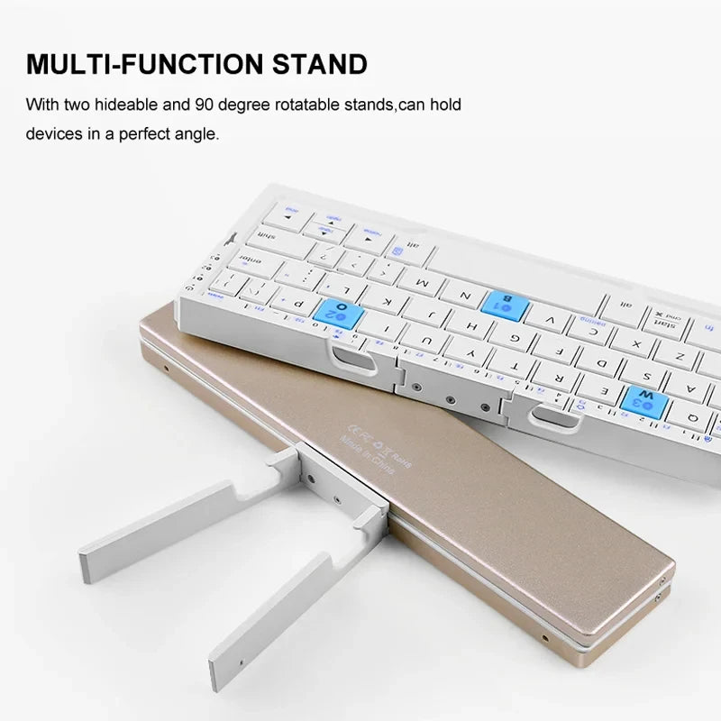 Clavier Bluetooth rechargeable et Pliable - sans Fil. Connexion jusqu'à 3 appareils. Tablette/iPad/Phone/PC, compatible