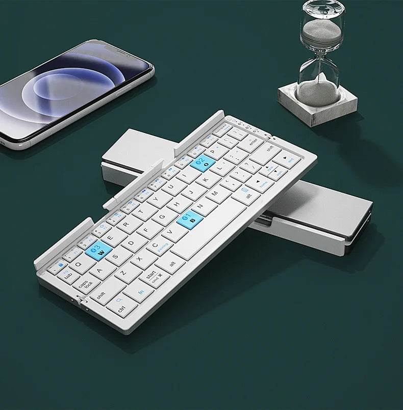 Clavier Bluetooth Pliable - Mini Clavier sans Fil 3 Canaux Bluetooth, Clavier Pliable AZERTY pour Tablette/iPad/Phone/PC, Clavier Tablette Rechargeable pour Windows/iOS/Android