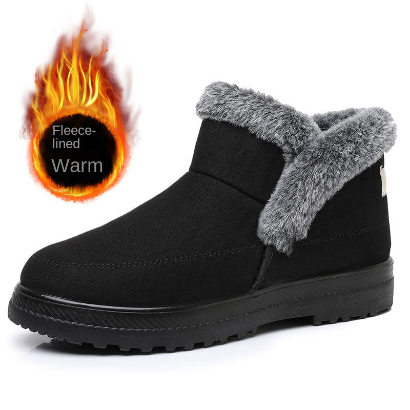 Bottes d'hiver pour femme grande taille en coton, doublées en polaire et épaissies, pour les loisirs en extérieur, bottes de neige mi-mollet, chaussur - éclat féminin