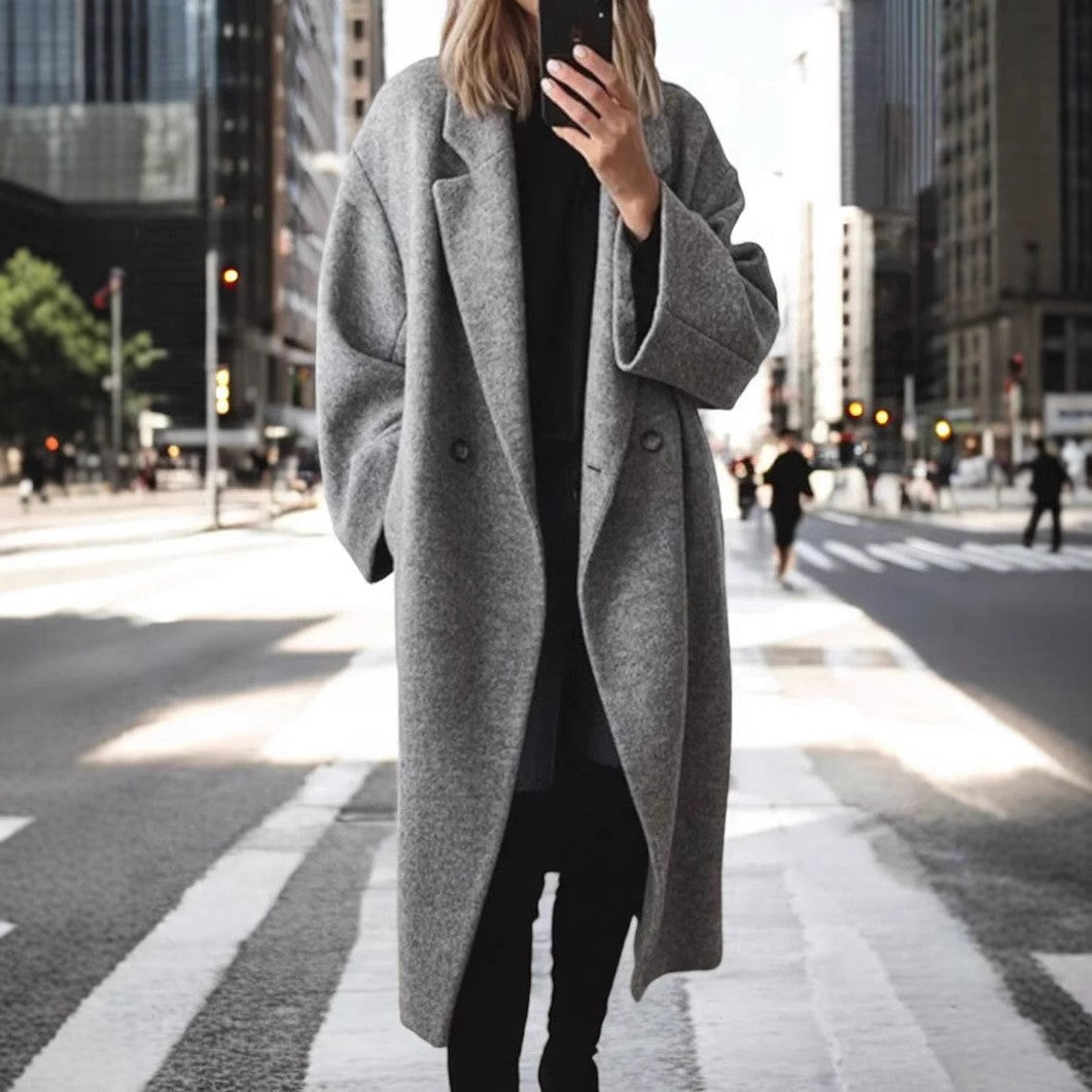 Manteau long femme en laine mélangée – Élégance et confort au quotidien - éclat féminin