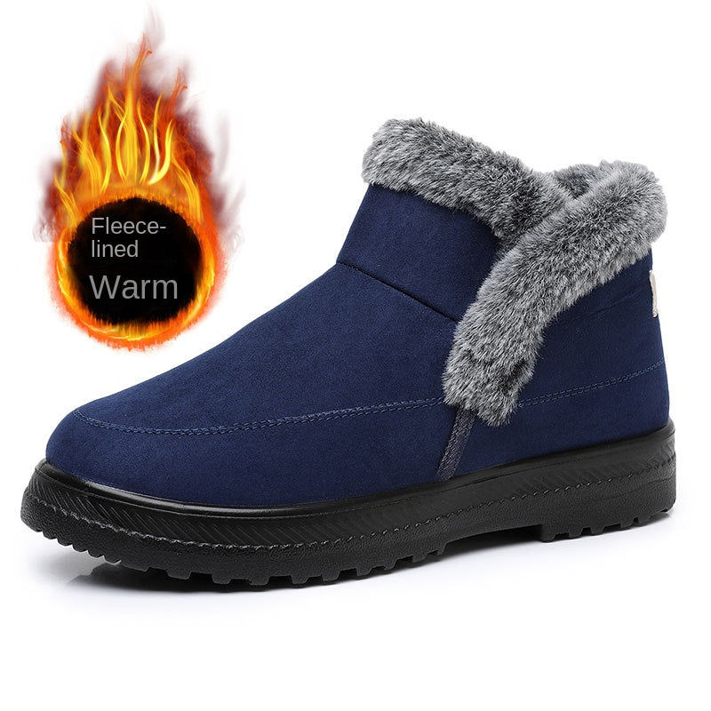 Bottes d'hiver pour femme grande taille en coton, doublées en polaire et épaissies, pour les loisirs en extérieur, bottes de neige mi-mollet, chaussur - éclat féminin
