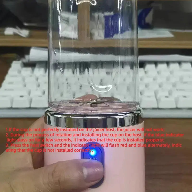 Mini mixeur portable, 500 ml, tasse à 6 lames, forte puissance, légumes et presse-agrumes, smoothie avec batterie rechargeable USB pour cuisine, gym, sport, nourriture pour bébé