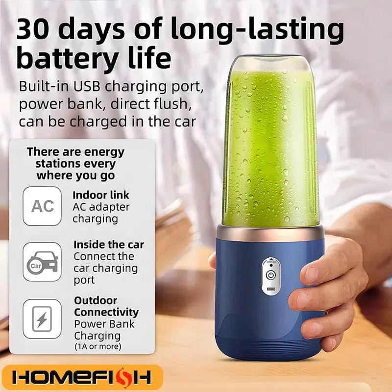 Mini mixeur portable, 500 ml, tasse à 6 lames, forte puissance, légumes et presse-agrumes