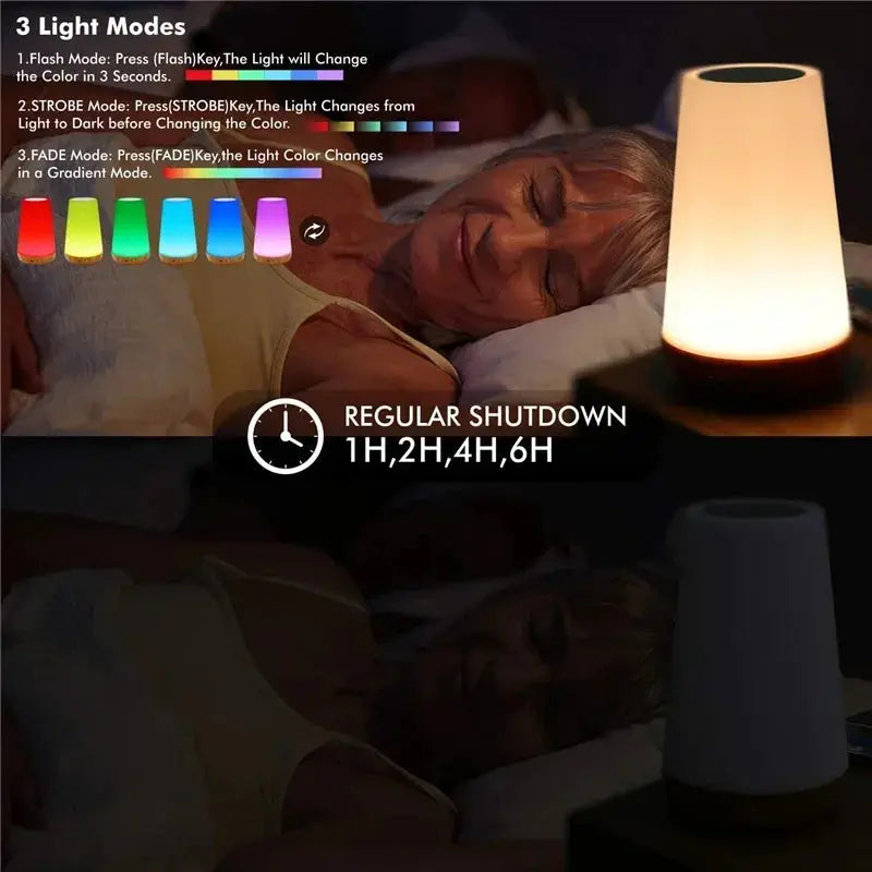 Veilleuse LED, Lampe de Chevet Colorée, Lampe de Table avec Télécommande et USB Rechargeable et Changement de 13 Couleurs RVB éclat féminin
