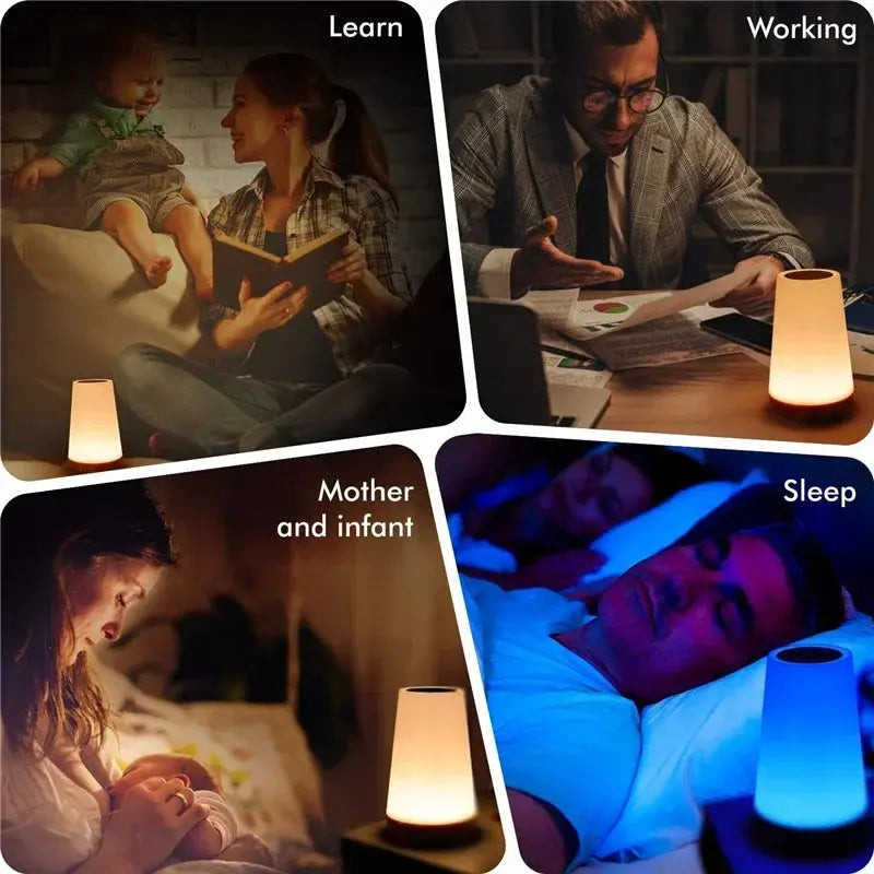 Veilleuse LED, Lampe de Chevet Colorée, Lampe de Table avec Télécommande et USB Rechargeable et Changement de 13 Couleurs RVB éclat féminin