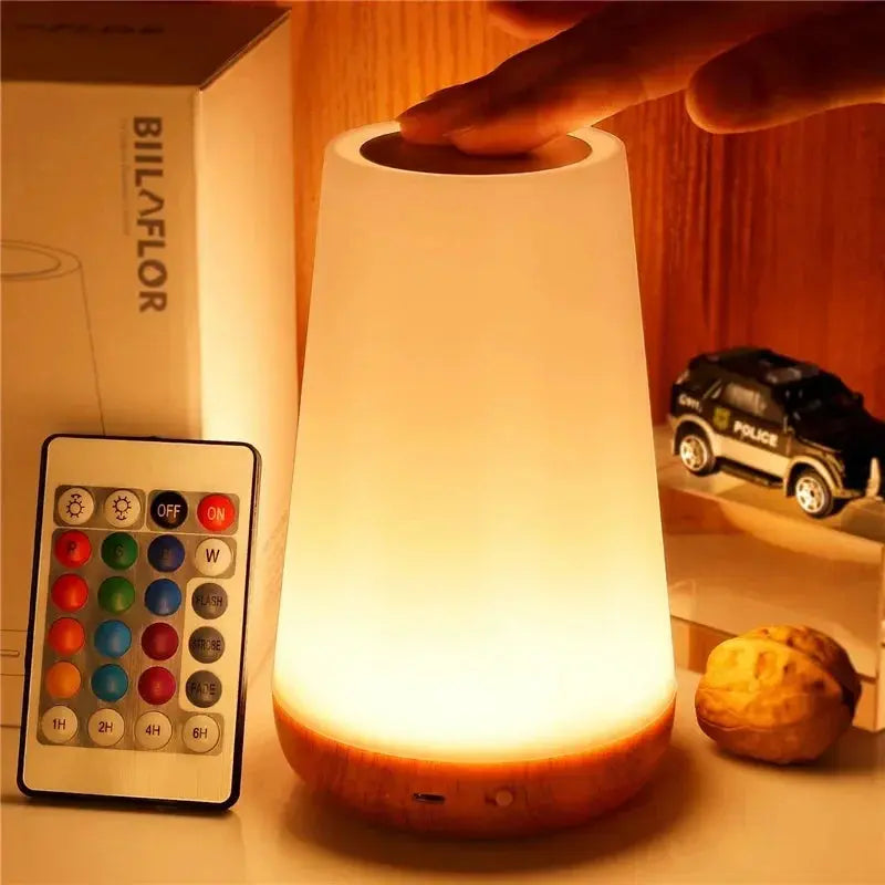 Veilleuse LED, Lampe de Chevet Colorée, Lampe de Table avec Télécommande et USB Rechargeable et Changement de 13 Couleurs RVB éclat féminin