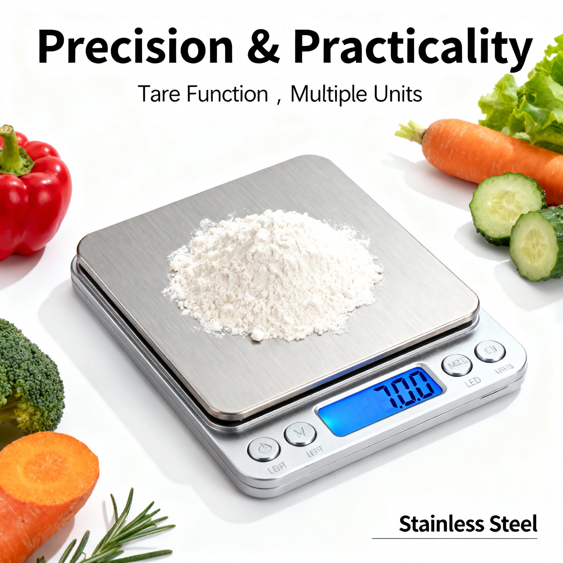 Balance de cuisine numérique portable – Acier inoxydable, 5/10 kg, affichage LED, haute précision, idéale pour cuisine et bijoux - éclat féminin