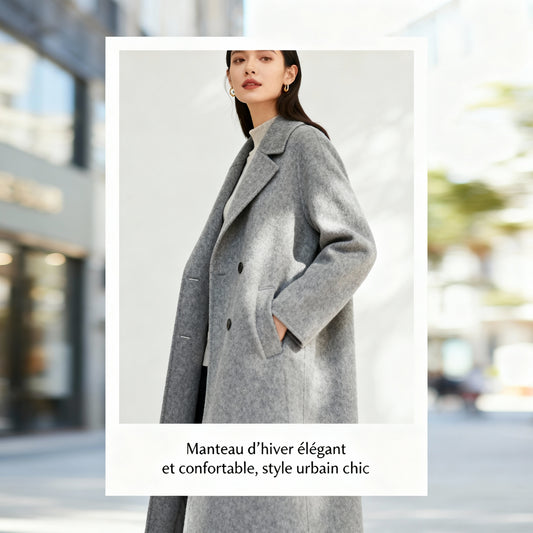 Manteau long femme en laine mélangée – Élégance et confort au quotidien - éclat féminin