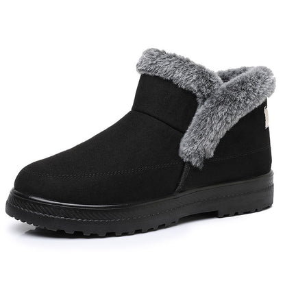 Bottes d'hiver pour femme grande taille en coton, doublées en polaire et épaissies, pour les loisirs en extérieur, bottes de neige mi-mollet, chaussur - éclat féminin