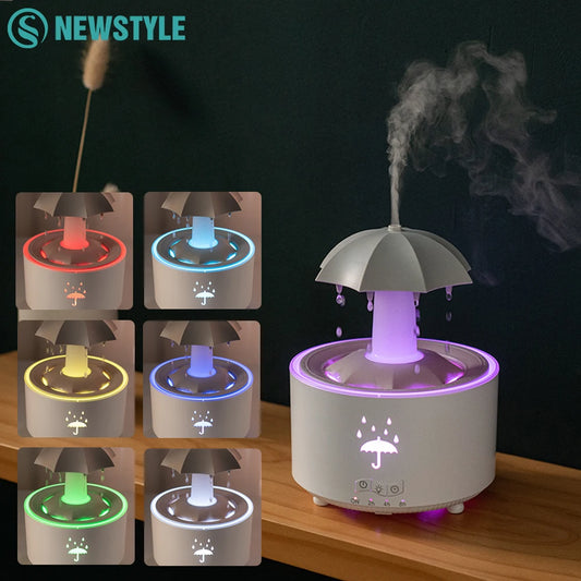 Machine de diffusion d'arôme/humidificateur de gouttes de pluie rotatif, synchronisation intelligente, mise hors tension automatique, parapluies conçus pour la maison et les hôtels - éclat féminin