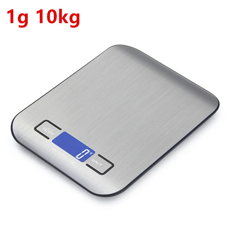 Balance de cuisine numérique Portable en acier inoxydable, 5/10KG, affichage LED, bijoux électroniques, balances de poids de cuisson - éclat féminin
