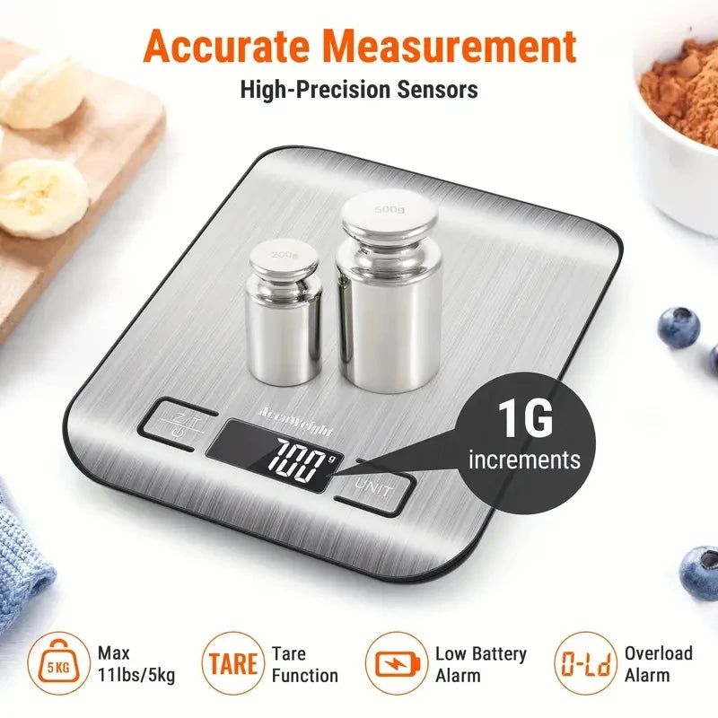 Balance de cuisine numérique Portable en acier inoxydable, 5/10KG, affichage LED, bijoux électroniques, balances de poids de cuisson - éclat féminin