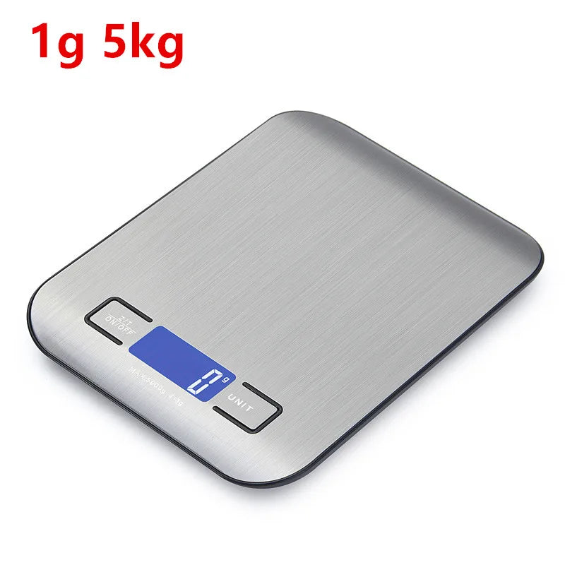 Balance de cuisine numérique Portable en acier inoxydable, 5/10KG, affichage LED, bijoux électroniques, balances de poids de cuisson - éclat féminin