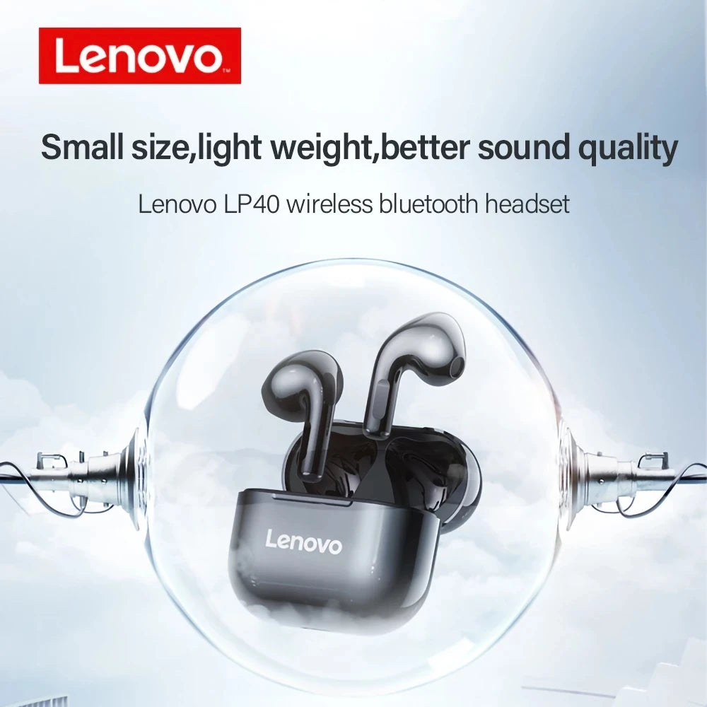 Écouteurs Lenovo LP40 Pro/LP40 TWS Sans fil Bluetooth 5.1 Sport Réduction du bruit Écouteurs à commande tactile - éclat féminin