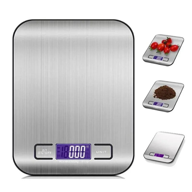 Balance de cuisine numérique Portable en acier inoxydable, 5/10KG, affichage LED, bijoux électroniques, balances de poids de cuisson - éclat féminin
