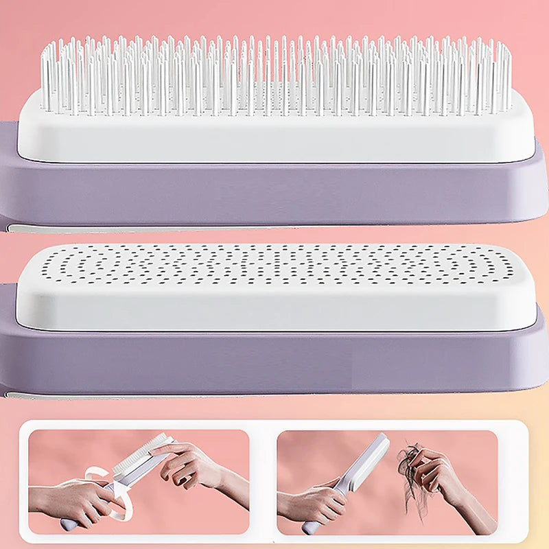 Brosse à cheveux autonettoyante, brosse à cheveux à poils rétractables, brosse à cheveux de massage autonettoyante, peignes à cheveux antistatiques pour hommes et femmes - éclat féminin