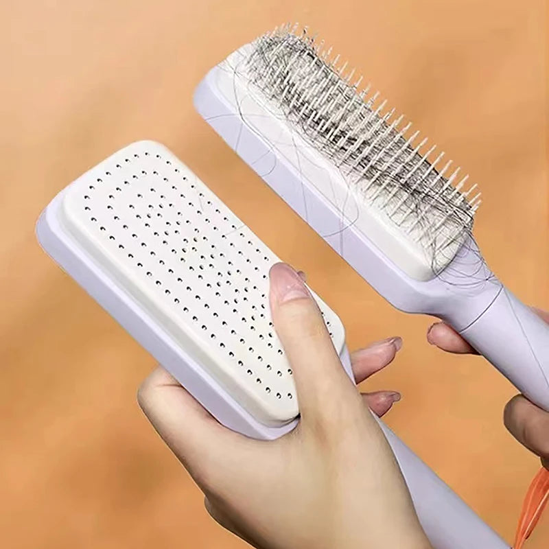 Brosse à cheveux autonettoyante, brosse à cheveux à poils rétractables, brosse à cheveux de massage autonettoyante, peignes à cheveux antistatiques pour hommes et femmes - éclat féminin