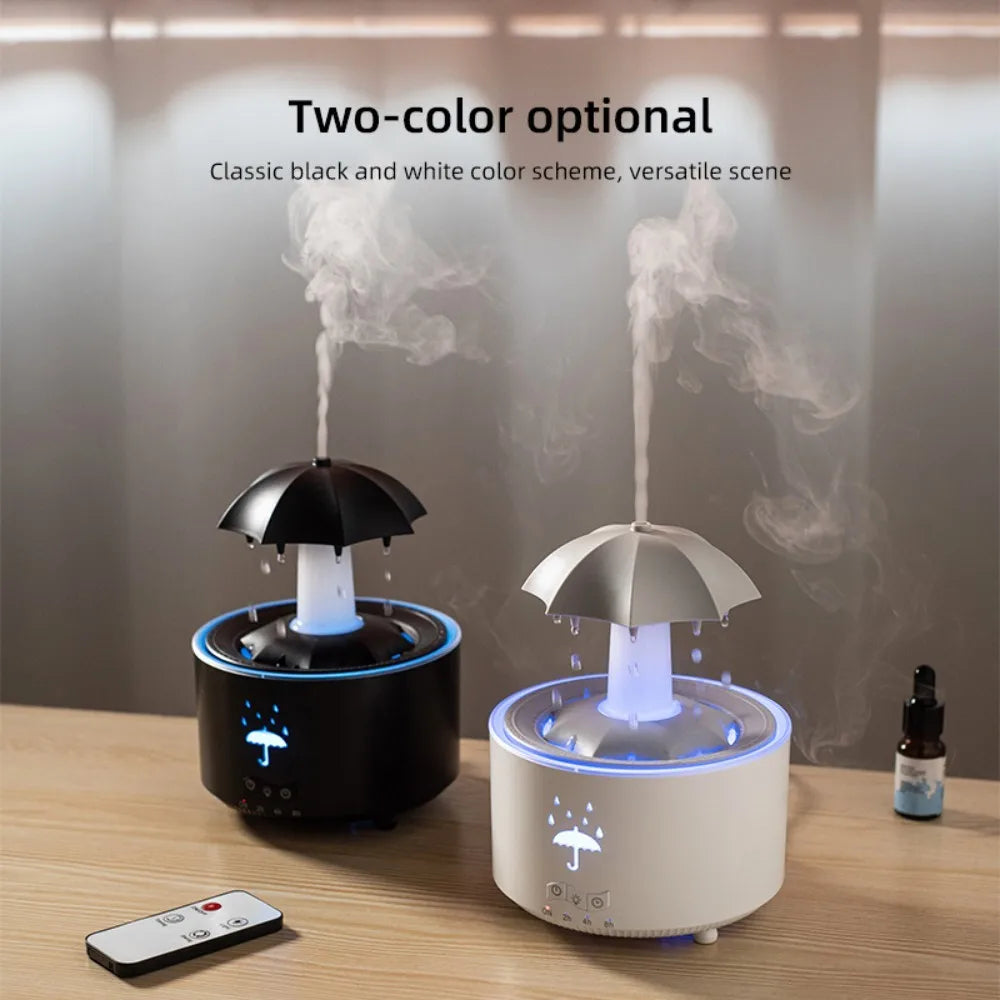 Machine de diffusion d'arôme/humidificateur de gouttes de pluie rotatif, synchronisation intelligente, mise hors tension automatique, parapluies conçus pour la maison et les hôtels - éclat féminin