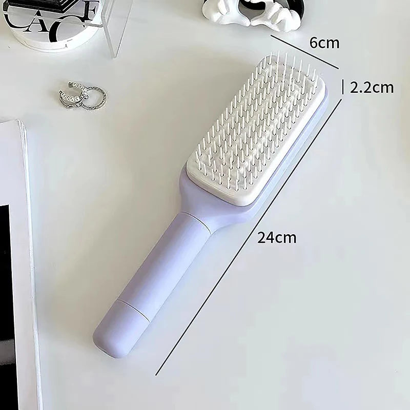 Brosse à cheveux autonettoyante, brosse à cheveux à poils rétractables, brosse à cheveux de massage autonettoyante, peignes à cheveux antistatiques pour hommes et femmes - éclat féminin