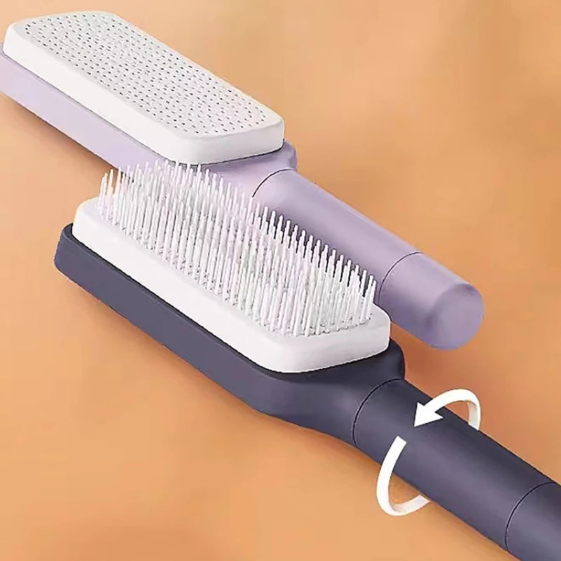 Brosse à cheveux autonettoyante, brosse à cheveux à poils rétractables, brosse à cheveux de massage autonettoyante, peignes à cheveux antistatiques pour hommes et femmes - éclat féminin