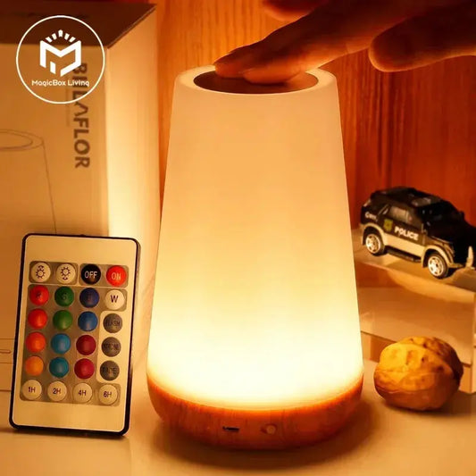 Veilleuse LED, Lampe de Chevet Colorée, Lampe de Table avec Télécommande et USB Rechargeable et Changement de 13 Couleurs RVB éclat féminin