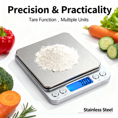 Balance de cuisine numérique portable – Acier inoxydable, 5/10 kg, affichage LED, haute précision, idéale pour cuisine et bijoux - éclat féminin